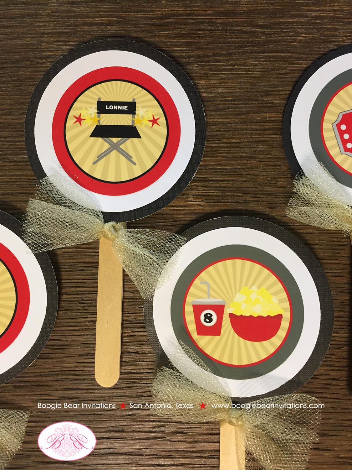 Movie Birthday Party Cupcake Toppers Theater Reel Popcorn Boy Girl 50s – Boogie Bear Invitations movie-birthday-party-cupcake-toppers-theater-reel-popcorn-boy-girl-50s-boogie-bear-invitations
