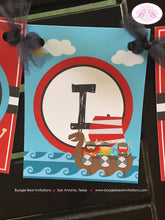 Load image into Gallery viewer, Viking Warrior Birthday Party Banner Small Boy Girl Ocean Set Sail Ship Boat Swimming Swim Norse Fighter Boogie Bear Invitations Eric Theme