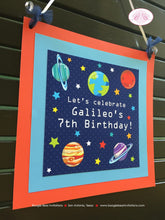 Load image into Gallery viewer, Outer Space Birthday Party Door Banner Galaxy Girl Boy Planet Stars Moon Earth Solar System Astronaut Boogie Bear Invitations Galileo Theme