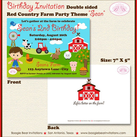 Boy Farm Birthday Party Invitation Country Barn Petting Zoo Tractor Windmill Boogie Bear Invitations Sean Theme Paperless Printable Printed