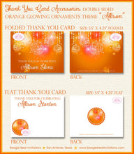 Load image into Gallery viewer, Orange Glowing Ornements Party Thank You Cards Birthday Formal Dinner Elegant Dance Ball Bokeh Boogie Bear Invitations Allison Theme Printed