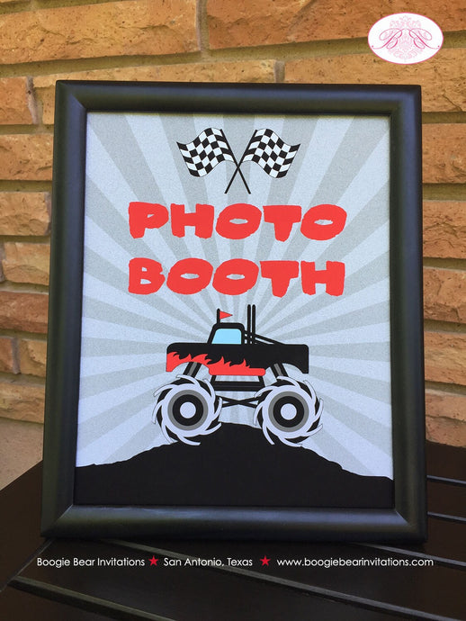 Monster Truck Birthday Party Sign Poster Red Black Photo Booth Smash Up Snow Arena Rally Jump Racing Race Boogie Bear Invitations Juan Theme