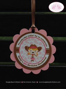 Pink Cowgirl Birthday Party Favor Tags Western Wild West Horse Pony Boots Country Farm Barn Cow Girl Hat Boogie Bear Invitations Molly Theme