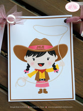 Load image into Gallery viewer, Cowgirl Birthday Party Name Banner Pink Girl Western Ranch Pony Horse Lasso Brown Hat Boots Farm Country Boogie Bear Invitation Julie Theme