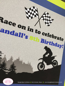 Dirt Bike Birthday Party Door Banner Off Road Blue Lime Green Black Enduro Racing Motorcycle Motocross Boogie Bear Invitations Randall Theme