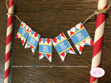 Load image into Gallery viewer, Circus Birthday Party Cake Banner Topper Flag Pennant Clown Boy Girl Zoo Animals Big Top Showman Show Boogie Bear Invitations Oscar Theme