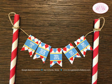 Load image into Gallery viewer, Circus Birthday Party Cake Banner Topper Flag Pennant Clown Boy Girl Zoo Animals Big Top Showman Show Boogie Bear Invitations Oscar Theme