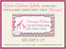 Load image into Gallery viewer, Pink Giraffe Girl Baby Shower Invitation Party Silhouette Brown Chevron Boogie Bear Invitations Monique Theme Paperless Printable Printed