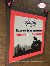 Load image into Gallery viewer, Red ATV Off Road Birthday Door Banner Black Party Quad All Terrain Vehicle 4 Wheeler Racing Boy Girl Boogie Bear Invitations Adam Theme
