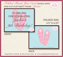 Load image into Gallery viewer, Flip Flop Pool Party Thank You Card Birthday Swimming Girl Pink Swim Ocean Beach Summer Island Boogie Bear Invitations Jackie Theme Printed