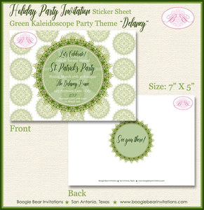 St. Patrick's Day Party Invitation Irish Green Lucky Kaleidoscope Holiday Boogie Bear Invitations Delaney Theme Paperless Printable Printed