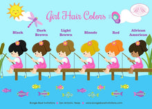 Load image into Gallery viewer, Fishing Girl Favor Birthday Party Card Tent Place Food Tag Lake Pink Appetizer River Fish Pole Dock Reel Boogie Bear Invitations Vada Theme
