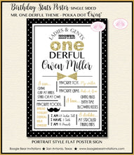 Load image into Gallery viewer, Mr Wonderful Birthday Party Sign Poster Frameable Chalkboard Stats Onederful Boy derful Black Gold 1st Boogie Bear Invitations Owen Theme