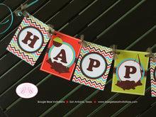 Load image into Gallery viewer, Bass Fish Fishing Happy Birthday Party Banner Boy Girl Red Aqua Blue Green Chevron Hiking Camping River Boogie Bear Invitations Easton Theme