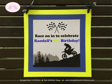 Load image into Gallery viewer, Dirt Bike Birthday Party Door Banner Off Road Blue Lime Green Black Enduro Racing Motorcycle Motocross Boogie Bear Invitations Randall Theme