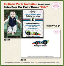Load image into Gallery viewer, Race Car Photo Birthday Party Invitation Boy Girl Racing Track Grand Prix Boogie Bear Invitations Dale Theme Paperless Printable Printed