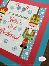 Load image into Gallery viewer, Nutcracker Birthday Party Door Banner Winter Christmas Red Green Blue Boy Girl Snowing German Play Snow Boogie Bear Invitations Fritz Theme