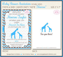 Load image into Gallery viewer, Blue Giraffe Boy Baby Shower Invitation Party Silhouette Brown Chevron Zoo Boogie Bear Invitations Monroe Theme Paperless Printable Printed