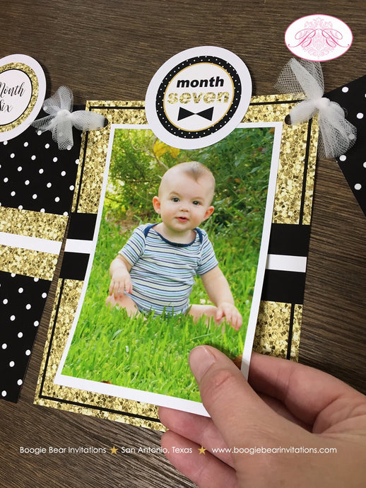 Mr. Wonderful Photo Timeline Banner 1st Onederful Birthday Bow Tie Mustache First Gold White Black ONE Boogie Bear Invitations Owen Theme