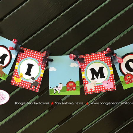 Farm Animals Birthday Party Banner Small Mi Moo Sa Bar Mimosa Girl Boy Barn Boy 1st 2nd 3rd 4th 5th 6th Boogie Bear Invitations Peyton Theme