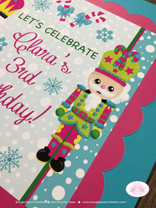 Nutcracker Birthday Party Door Banner Winter Christmas Pink Blue Girl Snowflake Holiday Candy Candycane Boogie Bear Invitations Clara Theme
