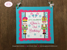 Load image into Gallery viewer, Nutcracker Birthday Party Door Banner Winter Christmas Pink Blue Girl Snowflake Holiday Candy Candycane Boogie Bear Invitations Clara Theme