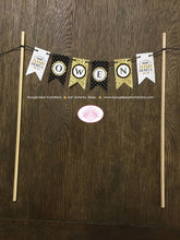Load image into Gallery viewer, Mr. Wonderful Party Pennant Cake Banner Topper Flag Onederful Black Gold White Polka Dot Happy Birthday Boogie Bear Invitations Owen Theme
