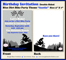Load image into Gallery viewer, Dirt Bike Birthday Party Invitation Blue Grey Black Girl Boy Motocross Enduro Racing Race Track Boogie Bear Invitations Austin Theme Printed