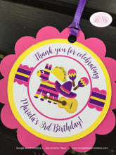 Load image into Gallery viewer, Fiesta Taco Birthday Party Favor Tags Girl Pink Yellow Purple Cinco De Mayo Pinata Carnival Maracas Boogie Bear Invitations Mariela Theme