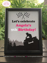 Load image into Gallery viewer, Pink ATV Birthday Party Sign Poster Black Frameable Girl All Terrain Vehicle Quad 4 Wheeler Racing Race Boogie Bear Invitations Angela Theme