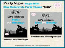 Load image into Gallery viewer, Blue ATV Birthday Party Sign Poster Black Frameable Girl Boy All Terrain Vehicle Quad 4 Wheeler Racing Boogie Bear Invitations Seth Theme
