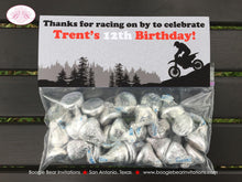 Load image into Gallery viewer, Red Dirt Bike Party Treat Bag Toppers Birthday Folded Favor Enduro Motocross Motorcycle Racing Track Boogie Bear Invitations Trent Theme