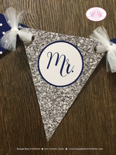 Load image into Gallery viewer, Mr. Wonderful Pennant I am 1 Banner Birthday Party Highchair Bow Tie Boy Navy Blue Silver Onederful ONE Boogie Bear Invitations Odin Theme