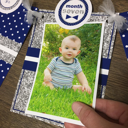 Mr. Wonderful Photo Timeline Banner 1st Onederful Birthday Bow Tie Mustache First Navy Blue Silver White Boogie Bear Invitations Odin Theme