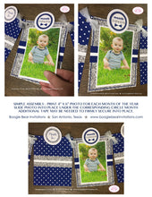 Load image into Gallery viewer, Mr. Wonderful Photo Timeline Banner 1st Onederful Birthday Bow Tie Mustache First Navy Blue Silver White Boogie Bear Invitations Odin Theme