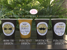 Load image into Gallery viewer, Mr Wonderful 1st Birthday Party Beverage Cups Paper Drink ONE Boy Mustache Bow Tie Onederful Black Gold Boogie Bear Invitations Owen Theme