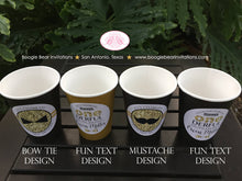 Load image into Gallery viewer, Mr Wonderful 1st Birthday Party Beverage Cups Paper Drink ONE Boy Mustache Bow Tie Onederful Black Gold Boogie Bear Invitations Owen Theme