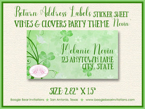St. Patrick's Day Party Invitation Irish Green Lucky Shamrock Vines Clovers Boogie Bear Invitations Nevin Theme Paperless Printable Printed