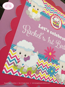 Spring Lambs Birthday Party Door Banner Sheep Pink Girl Easter Pink Yellow Purple Pastel Little Sheep Boogie Bear Invitations Rachel Theme