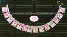 Load image into Gallery viewer, Spring Lambs Happy Birthday Party Banner Easter Sheep Girl Pink Yellow Purple Pastel Little Sheep Boogie Bear Invitations Rachel Theme