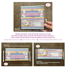 Load image into Gallery viewer, Spring Lambs Birthday Party Candy Bar Wraps Wrappers Sticker Sheep Girl Easter Pink Yellow Purple Blue Boogie Bear Invitations Rachel Theme