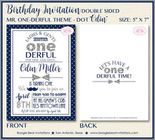 Load image into Gallery viewer, Mr. Wonderful Birthday Party Invitation Chalkboard Navy Blue Silver ONE 1st Boogie Bear Invitations Odin Theme Paperless Printable Printed