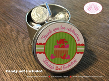Load image into Gallery viewer, Strawberry Birthday Party Treat Favor Tins Circle Candy Girl Pink Red Green Sweet Strawberries Berry Boogie Bear Invitations Felicity Theme