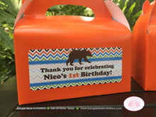 Load image into Gallery viewer, Grizzly Bear Birthday Party Treat Boxes Favor Paw Print Forest Animals Kodiak Rustic Camping Girl Boy Box Boogie Bear Invitations Nico Theme