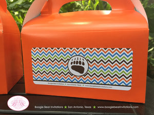 Grizzly Bear Birthday Party Treat Boxes Favor Paw Print Forest Animals Kodiak Rustic Camping Girl Boy Box Boogie Bear Invitations Nico Theme
