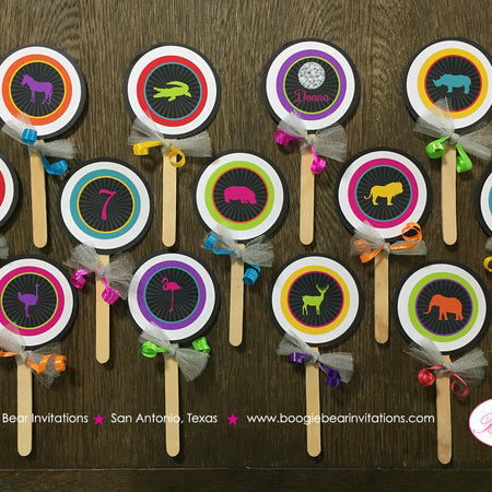 Disco Dance Cupcake Toppers Birthday Party Wild Zoo Animals Girl Boy Safari African Jungle Ball Retro Boogie Bear Invitations Donna Theme