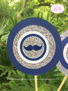 Mr. Wonderful Birthday Party Centerpiece Set ONE Onederful 1st Little Man Bow Tie Navy Blue Silver White Boogie Bear Invitations Odin Theme