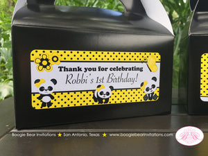 Panda Bear Birthday Party Treat Boxes Favor Tags Girl Butterfly Yellow Wild Zoo Black Forest Animals Box Boogie Bear Invitations Robbi Theme