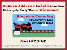 Load image into Gallery viewer, Motorcycle Birthday Party Invitation Red Black Racing Race Track Street Boogie Bear Invitations Giacomo Theme Paperless Printable Printed