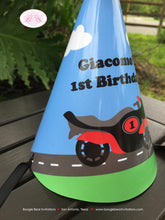 Load image into Gallery viewer, Red Motorcycle Birthday Party Hat Racing Boy Girl Black Green Motorcross Enduro Bike Grand Prix Race Boogie Bear Invitations Giacomo Theme